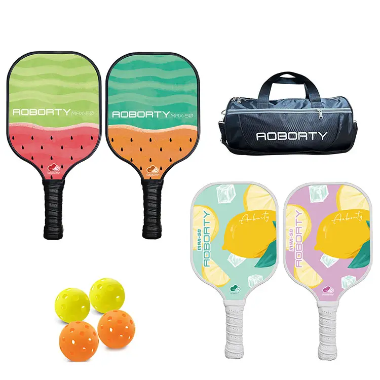 Grosir olahraga kustom Logo Pickleball raket Set 2 thermoforged bola acar mentah grafit karbon Pickleball dayung