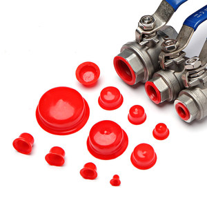 Bouchon d'extrémité en caoutchouc industriel personnalisé, anti-poussière, rouge, avec filetage interne, pour tige en acier, résistant à la corrosion - Product Image 1