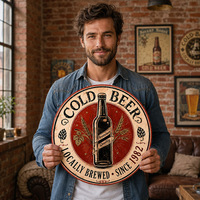 Plaque Murale Métallique Gaufrée Vintage Bière Fraîche Qualité Supérieure Brassée Locallement Décoration Murale Personnalisée Fournisseur Direct Usine OEM