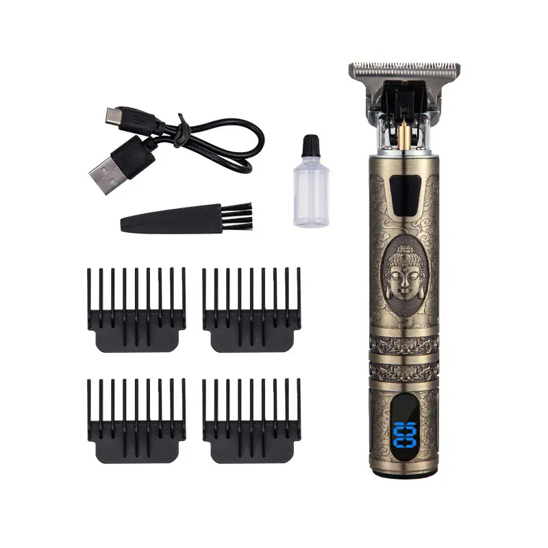 T9 Hair Trimmer Golden Bronze Dragon Buddha Rechargeable Electric Cordless Haircut Clipper Vintage T9 Trimmer Professional