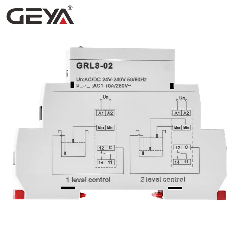 Controlador de nível de água eletrônico geya GRL8-01 ac dc24v ~ 240v, interruptor de flutuação de água, controlador de nível da água, interruptor de china