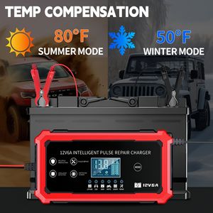 Chargeur <span class=keywords><strong>de</strong></span> batterie portable multi-véhicules 12V/6A pour voiture et moto, entretien automatique, fabricant OEM, vente en gros - Product Image 4