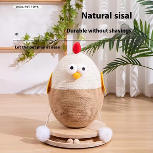 Arranhador de Gato Clássico com Base de Madeira Estável e Ecológica, Brinquedo Interativo com Sisal para Gatos - Product Image 5