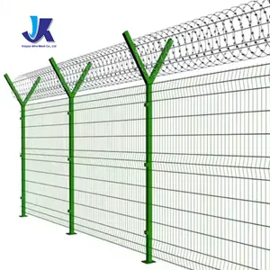 Ypost Airport Fence with PVC-Coated Galvanized Welded Mesh and Barbed Wire