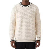 Pull-over en tricot anti-rétrécissement pour homme, 100 % coton, col argyle, style universitaire preppy, motif losanges, tricotage torsadé, personnalisable en gros