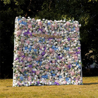 Künstliche Blumenwand Dekorative Künstliche Blume Rosa Seidenrosenwand für Hochzeiten