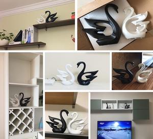 Vente en gros de figurines modernes de cygne en céramique <span class=keywords><strong>pour</strong></span> mariage Lot de 2 décorations d'intérieur blanches et noires <span class=keywords><strong>pour</strong></span> le salon, bonnes idées cadeaux - Product Image 3