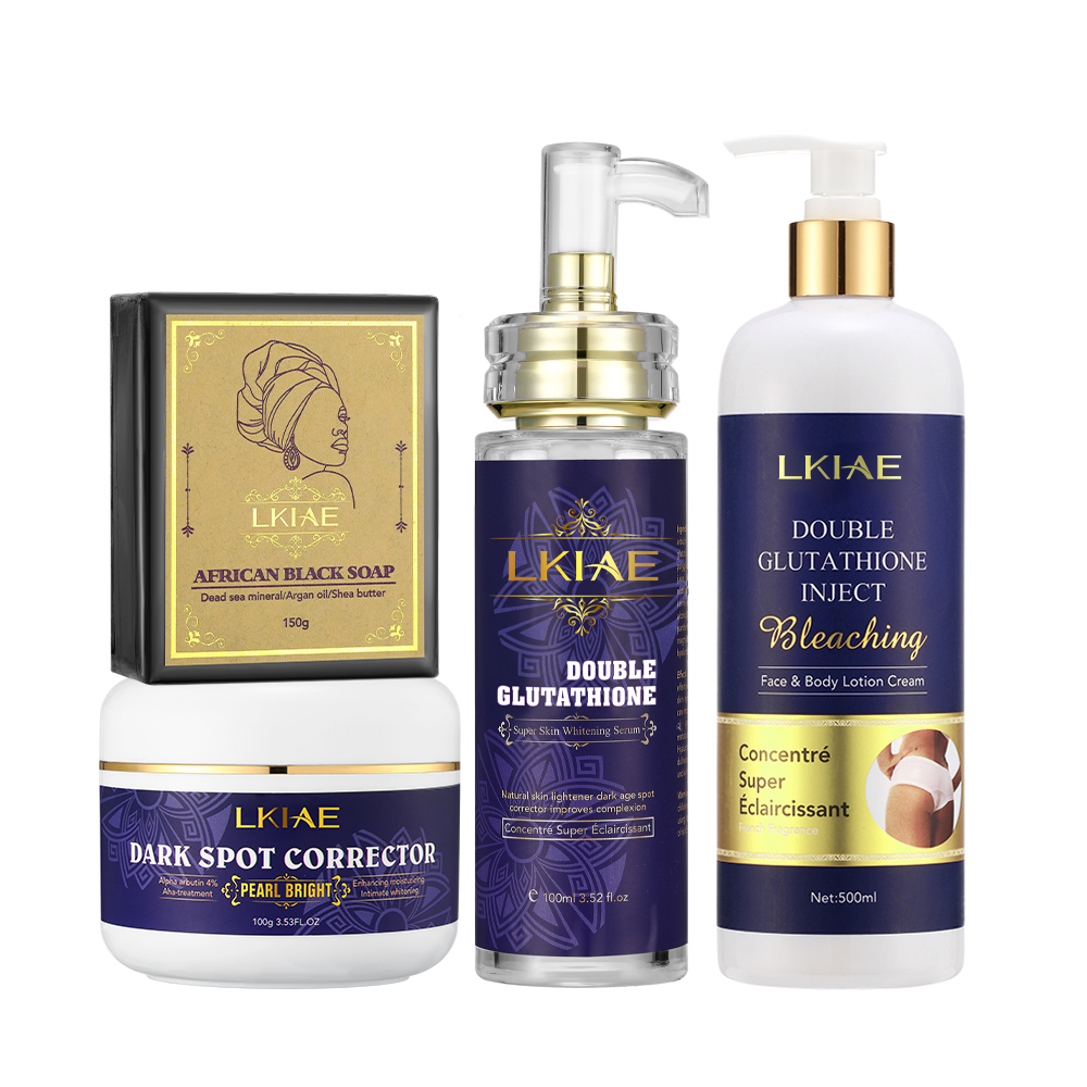 Kit de Soins Marque Blanche Double-Glutathion: Srum claircissant, Crme  Visage Anti-Taches Fonces, Savon Peau Noire et Lait Corporel Blanchissant|  Alibaba.com