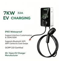 Estación de Carga para Vehículos Eléctricos de 7kW Tipo 2, Montada en Pared, con Bloqueo, Nueva, con Control por Aplicación WiFi, OCPP y RFID