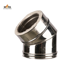 Accessoire de tuyau de cheminée à <span class=keywords><strong>double</strong></span> <span class=keywords><strong>paroi</strong></span> isolé en acier inoxydable poli miroir certifié CE, à raccordement rapide, résistant aux hautes températures - Product Image 4