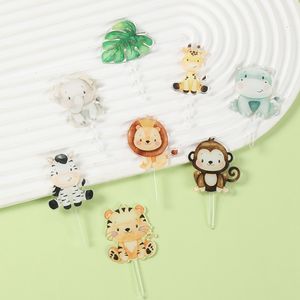 Décorations de gâteau en acrylique pour fête sur le thème de la <span class=keywords><strong>jungle</strong></span>, animaux, décorations de cupcakes pour anniversaire, fête d'anniversaire d'enfants, fête prénatale, ensemble de décorations de cupcakes - Product Image 6
