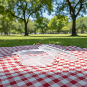 HACAMY 3-Compartment <b>Disposable</b> Round PP Plastic <b>Food</b> <b>Container</b> with Lid Durable Stackable Takeout Box - Product Image 1