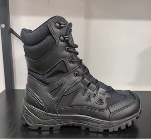 TSB0620 Ranger Men Outdoor Camping <b>Hiking</b> Tactical Men Black Leather <b>Boots</b> <b>Hiking</b> Long <b>Boots</b> - Product Image 1