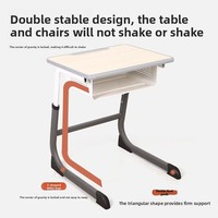 Ensemble de bureau et chaise d'étudiant moderne en gros, hauteur fixe, structure métallique, mobilier scolaire, ensemble de bureau d'étude individuel pour salle de classe