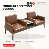 Chaise de réception de bureau rembourrée à 2 places avec table centrale pour hall d'entrée et espaces publics