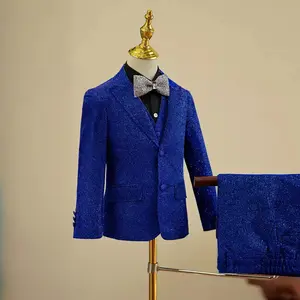 Kunden spezifische Jungen Pailletten Anzug für Hochzeit Klavier Performance Formale Luxus Jungen Anzüge Blazer