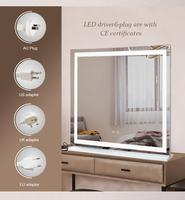 Table de toilette moderne pour chambre à coucher, miroir cosmétique avec lumière LED, grand miroir de maquillage intelligent avec décor en sable de cristal, 3 couleurs de lumière