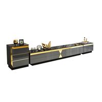 Ensemble de supports TV en cuir et en marbre, table basse, de luxe, design moderne, meubles de salon