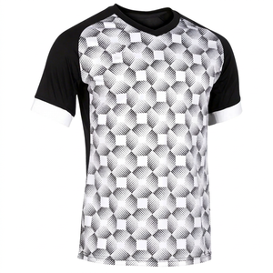 Camiseta de Manga Corta para Hombre, Cuello en V, Estampado Geométrico, de Secado Rápido, Deportiva, Tejida, 100% Poliéster, Corte Regular - Product Image 1