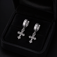 Boucles d'oreilles pendantes rétro en forme de croix, éléphant, étoile de mer et hibou, design tendance et polyvalent pour homme, bijoux en acier inoxydable, vente chaude