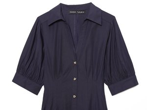 Nouvelle collection Printemps/Été 2026 – Robe <span class=keywords><strong>midi</strong></span> vintage unie à col en V, manches bouffantes et taille haute en popeline, style décontracté, pour femme, inspiration transfrontalière Europe-Amérique - Product Image 5