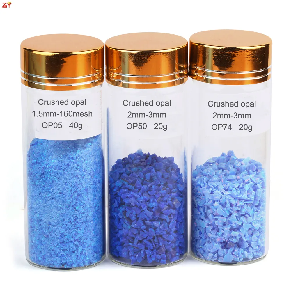 (QUANTITÉ MINIMALE DE COMMANDE 5 g chaque taille chaque couleur) 2mm-3mm Différentes Couleurs Laboratoire Créé Écrasé Opale, 92 couleurs Synthétique Opale Puces
