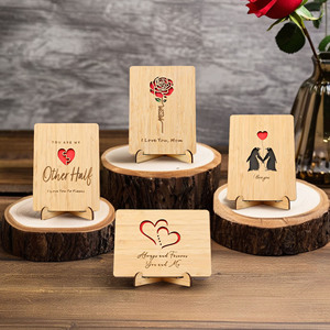 Tarjeta de felicitación de bambú para aniversario, invitación de boda, tarjeta de cumpleaños, tarjeta para el Día de la Madre, tarjeta para el Día de San Valentín, tarjeta de bendición con palabras íntimas - Product Image 1