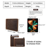 CONTACT'S FAMILY Étui Housse Vintage en Cuir Crazy Horse pour iPad Pro 12.9 2021 Housse pour Tablette en Cuir Véritable CF3023