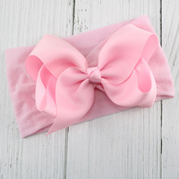 HZO-50059 5 Pouces Bébé Filles Grands Arcs Bandeaux Élastique En Nylon Bandeaux Turban Cheveux Accessoires pour Nouveau-nés Nourrissons