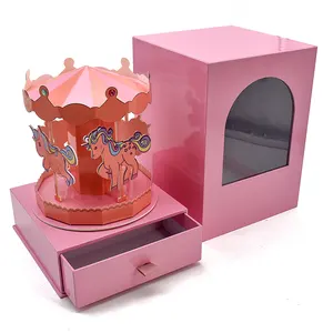 Creative And Unique Decorative Gift Box Drawer Style Packaging Carousel Shaped Birthday Cute Surprise Children's Gift Box