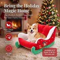 Weihnachtsschlitten-Haustierbett Weiches Samt-Hundesofa mit Rutschfester Unterseite Festtagskissen für Kleine und Mittelgroße Hunde und Katzen