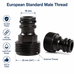 Lot <span class=keywords><strong>de</strong></span> 2 raccords <span class=keywords><strong>de</strong></span> <span class=keywords><strong>tuyau</strong></span> en plastique BSP mâle <span class=keywords><strong>de</strong></span> 3/4 pouce, adaptateur <span class=keywords><strong>de</strong></span> <span class=keywords><strong>robinet</strong></span> fileté pour l'<span class=keywords><strong>arrosage</strong></span> du jardin - Product Image 2