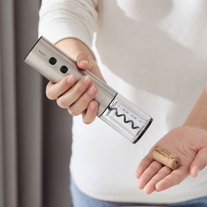 ที่เปิดขวดไวน์ไฟฟ้าแบบชาร์จ USB ทำจากสแตนเลส พร้อมที่ตัดฟอยล์อัตโนมัติ อุปกรณ์ครัว ขายดี - Product Image 1