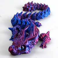 Modèle de jouet de dragon à grandes cornes imprimé en 3D en PLA unisexe, animaux créatifs uniques, dinosaures, ornement, yeux mobiles, articulations pour 7 à 12 mois