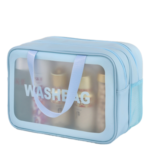 Bolsas de Maquillaje Cosméticas Personalizadas de PU PVC Transparente, Grandes y Biodegradables, con Cierre Hermético, Impresión de Logotipo, Estilo Moderno, para Viaje - Product Image 1