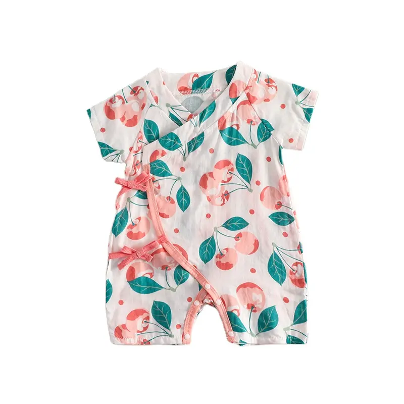 Green Horizen Baby Sommerkleid ung Stil 100% weiche Baumwolle dünne Doppels ch ichten Musselin Stram pler Baby Pyjama mit Hut für Babys