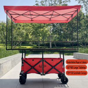 Carrito de Puesto de Mercado Plegable <span class=keywords><strong>Pequeño</strong></span>, Nuevo Modelo con Mesa Grande y Toldo Elevable - Product Image 3