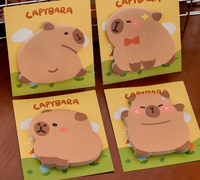 Bloc-notes autocollant en forme de capybara de dessin animé avec autocollants de messages mignons pour étudiants au design spécial, 30 feuilles