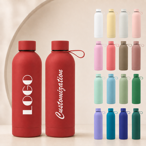 Botella de Agua Aislada al Vacío de Acero Inoxidable de Primera Calidad con Tacto Suave, con Logotipo Personalizado, Roja, Aislamiento Térmico de 12-24 Horas, Ecológica - Product Image 1