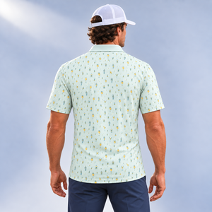 Polo Quarter Zip Men with Custom Logo Urban Life Print <b>Stay</b>-Right <b>Collar</b> Breathable Sun Protection for Golf - Product Image 2