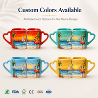 Ensemble de tasses à café en céramique Souvenirs des Caraïbes, design plage, couple enlacé, tasses en porcelaine populaires, personnalisables OEM ODM, vente en gros