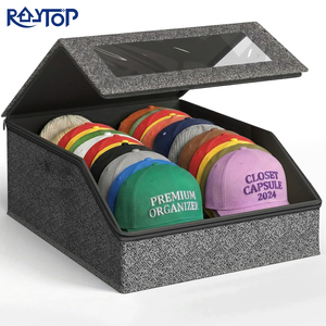 Large Stackable Hat Organizer for Baseball Caps Clear Window Holds 28 Caps Foldable Hat Storage <b>Box</b> for Closet <b>Shelf</b> Storage - Product Image 1