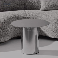 Meubles EKAR |   Table d'appoint sur piétement métallique brossé Lunar - Décoration moderne pour salon