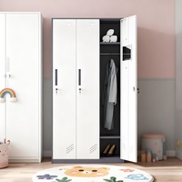 Armoire à vêtements en acier sur mesure pour enfants, démontable, 3 portes, en métal, avec serrure à clé et fermeture automatique, pour usage domestique et commercial