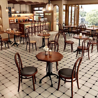 Tables et chaises pliantes en bois massif de style chinois moderne, personnalisables pour usage commercial dans les cafés, restaurants, salons de thé, boulangeries