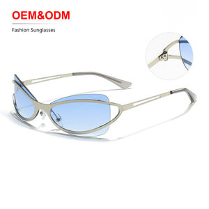 Lunettes de soleil unisexes vintage à monture métallique personnalisable avec logo, verres colorés, protection UV400, forme originale, pour hommes, vente en gros, personnalisation - Product Image 1