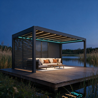Pérgola Moderna de Aluminio con Techo de Láminas de Control Eléctrico, Gazebo Impermeable con Certificación EMC REACH para Clubes al Aire Libre