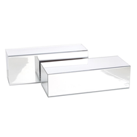 Support de boîte de présentation de finition miroir Rehausseur rectangulaire en acrylique avec miroir argenté Support de boîte de présentation de miroir en acrylique