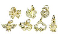 Pendentifs en or 18K, lot de 50 pièces, pendentifs à la mode, chat, pingouin, dauphin, chouette, vache, lapin, cœur, accessoires pour collier, DIY
