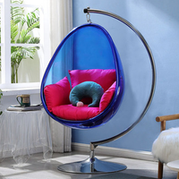 Fauteuil suspendu en rotin pour jardin, en plastique bleu, rose, noir, vert, avec support